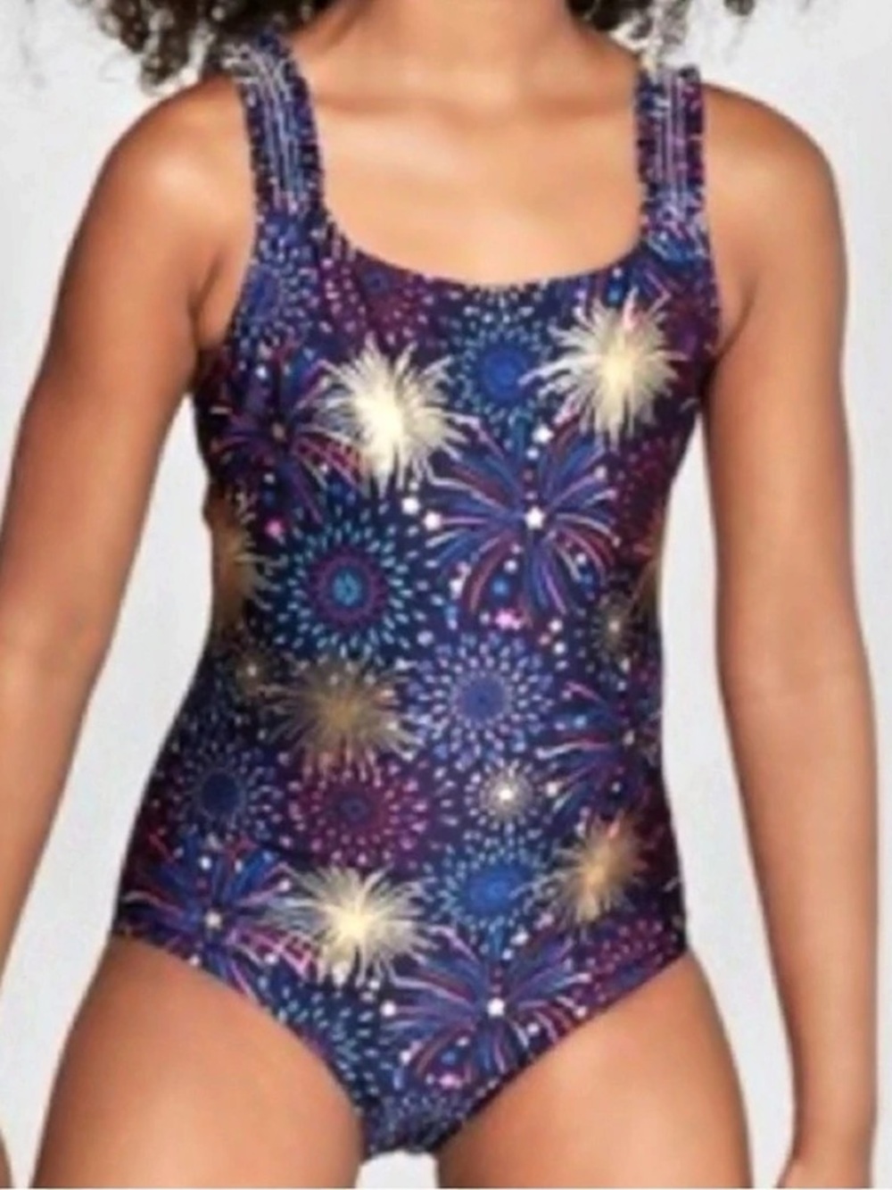 Cat & Jack Firework Foil One Piece Swimsuit Girls M (7/8)